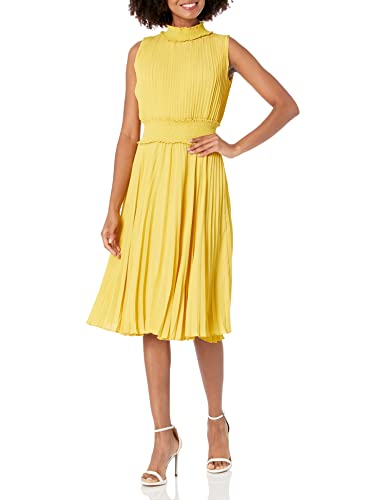 Nanette Nanette Lepore Damen gesmoktes hohem Ausschnitt und Falten Kleid, Lime Matcha, 34 von Nanette Nanette Lepore