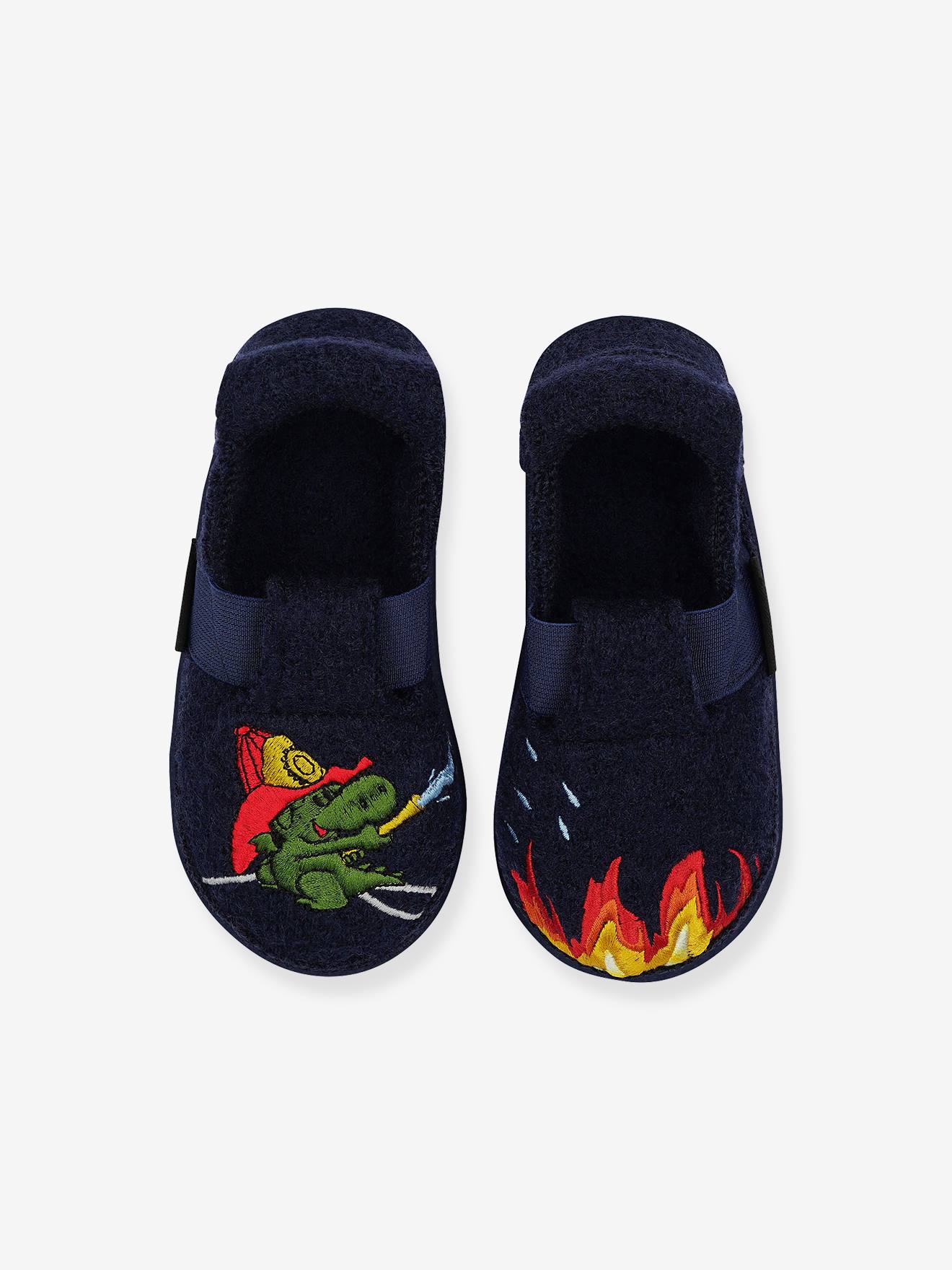 Hausschuhe LITTLE FIREMAN aus Wolle Jungen Nanga von Nanga