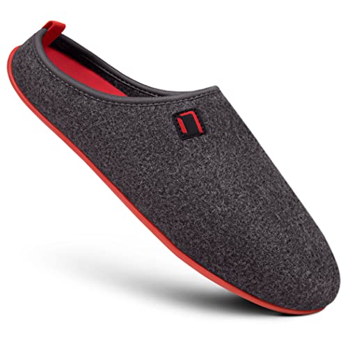 Nanga Erwachsene - Unisex Wool Slipper - Hausschuhe für Damen & Herren, Unisex Filz-Pantoffeln, Slipper mit Rutschfester Gummi-Sohle, Warme Pantoletten aus Wollfilz, Wechselfußbett rot 36 von Nanga