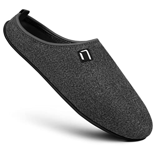 Nanga Erwachsene - Unisex Wool Slipper - Hausschuhe für Damen & Herren, Unisex Filz-Pantoffeln, Slipper mit Rutschfester Gummi-Sohle, Warme Pantoletten aus Wollfilz, Wechselfußbett schwarz 43 von Nanga