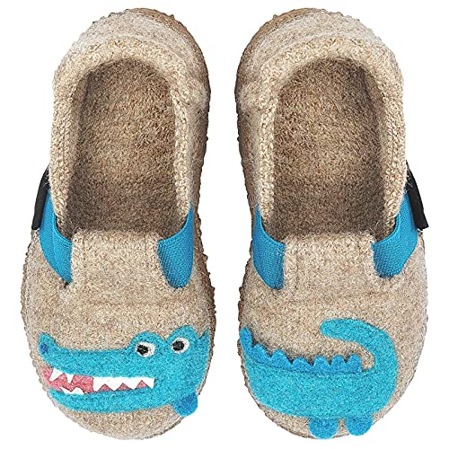 Nanga Jungen Hausschuh Funny Croco Natur 26 von Nanga