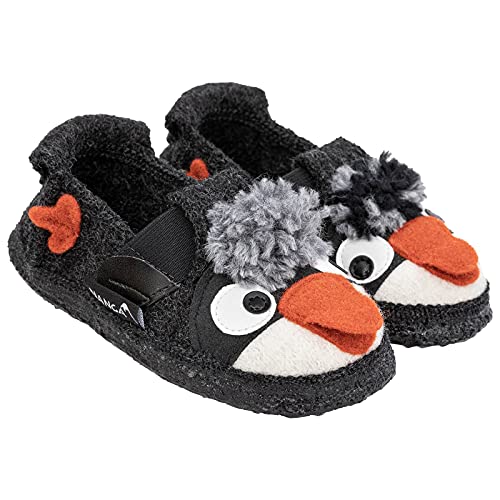 Nanga Kinder - Unisex Kinder Hausschuh Fuzzi Pingu dunkelgrau 26 von Nanga