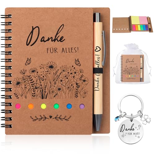 4-teiliges Dankeschön-Geschenkset, bestehend aus Spiralblock, Druckkugelschreiber, Schlüsselanhänger und Mullbeutel, geeignet als Abschiedsgeschenk für Lehrer, Mitschüler, Kollegen und Freunde(1) 4-teiliges Dankeschön-Geschenkset, bestehend aus Spiralblock, Druckkugelschreiber, Schlüsselanhänger und Mullbeutel, geeignet als Abschiedsgeschenk für Lehrer, Mitschüler, Kollegen und Freunde(1) von Nangua