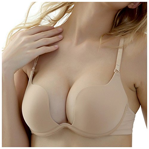 Nanier Damen Deep U Push Up Multiway Convertible Plunge BH Unterwäsche Aprikosen 70C von Nanier