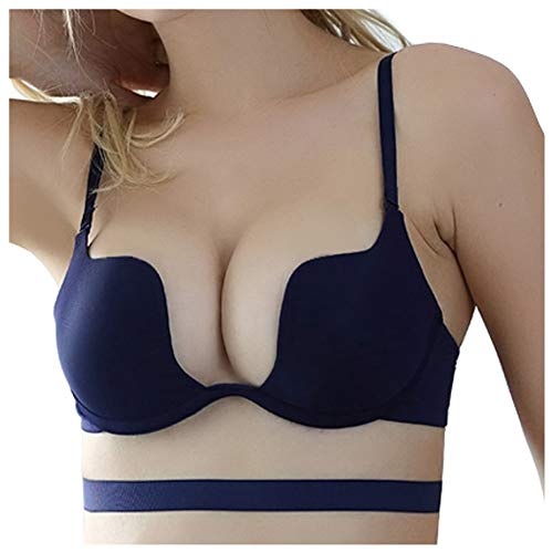 Nanier Damen Deep U Push Up Multiway Convertible Plunge BH Unterwäsche Blau 85D von Nanier