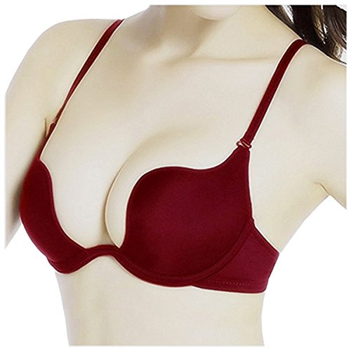 Nanier Damen Deep U Push Up Multiway Convertible Plunge BH Unterwäsche Rot 85C von Nanier
