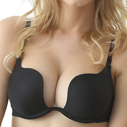 Nanier Damen Deep U Push Up Multiway Convertible Plunge BH Unterwäsche Schwarz 70D von Nanier