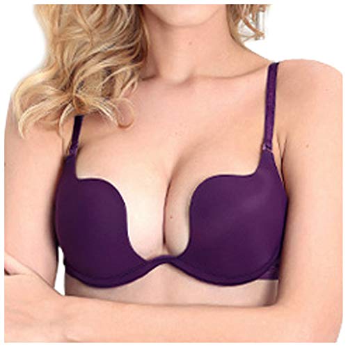 Nanier Damen Deep U Push Up Multiway Convertible Plunge BH Unterwäsche Violett 75C von Nanier