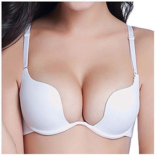 Nanier Damen Deep U Push Up Multiway Convertible Plunge BH Unterwäsche Weiß 75A von Nanier