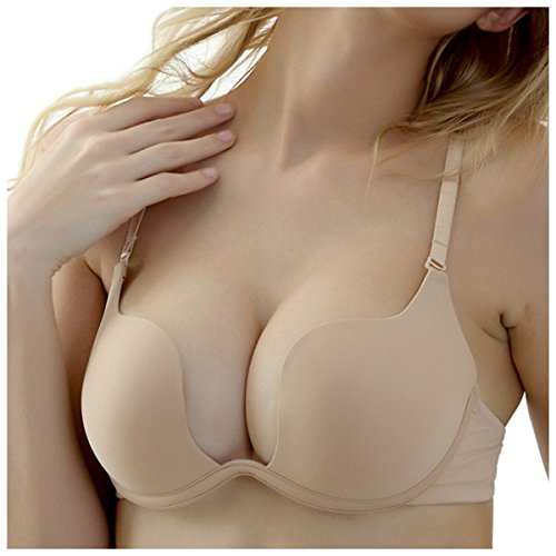 Nanier Damen Deep U Push Up Multiway Convertible Plunge BH Unterwäsche Aprikosen 42D von Nanier