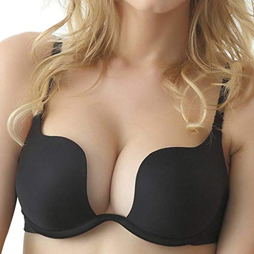 Nanier Damen Deep U Push Up Multiway Convertible Plunge BH Unterwäsche Schwarz 42D von Nanier