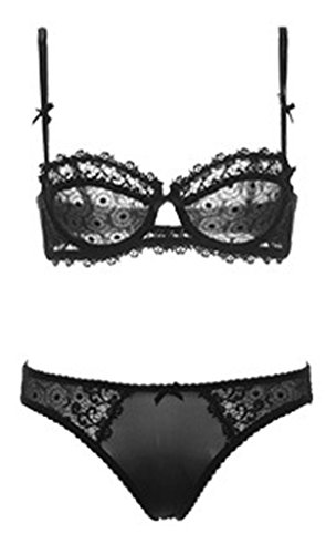 Nanier Sexy Damen Dünn Transparenten Soft BH Mit Stickerei Schwarz 80A von Nanier