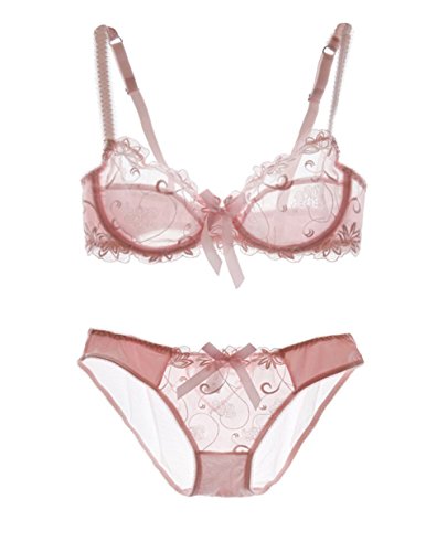 Nanier Soft BH Set Für Damen, Sexy, Transparente, Mit Stickerei, Aprikosen, 85C von Nanier