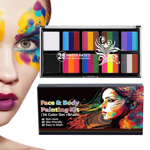 Nankoyal Gesichts- und Körperbemalung,Halloween-Gesichtsbemalung - Gesichtsbemalung auf Wasserbasis, wasserlösliches Pigment | Gesichtsbemalungsset, 26 Farben, Gesichtsbemalung, Make-up für Kinder, von Nankoyal