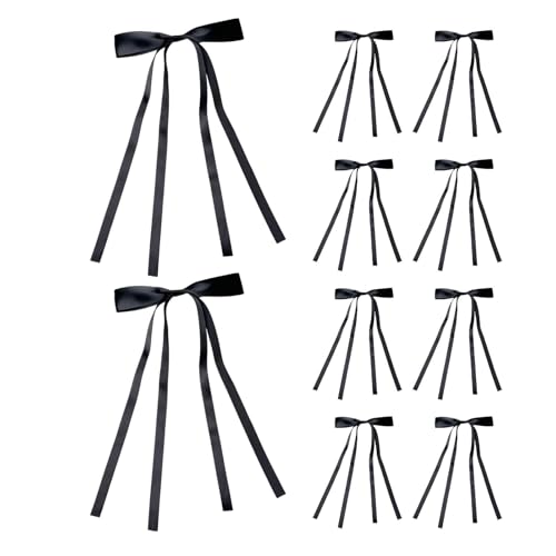 Nankoyal Schleife Haarspange,Damen Haarschleife Clip - Band 10 Stück seidige Schleifenklammern - Lange, elegante Haar-Accessoires, rutschfeste Satin-Haarschleife für dickes Haar von Nankoyal