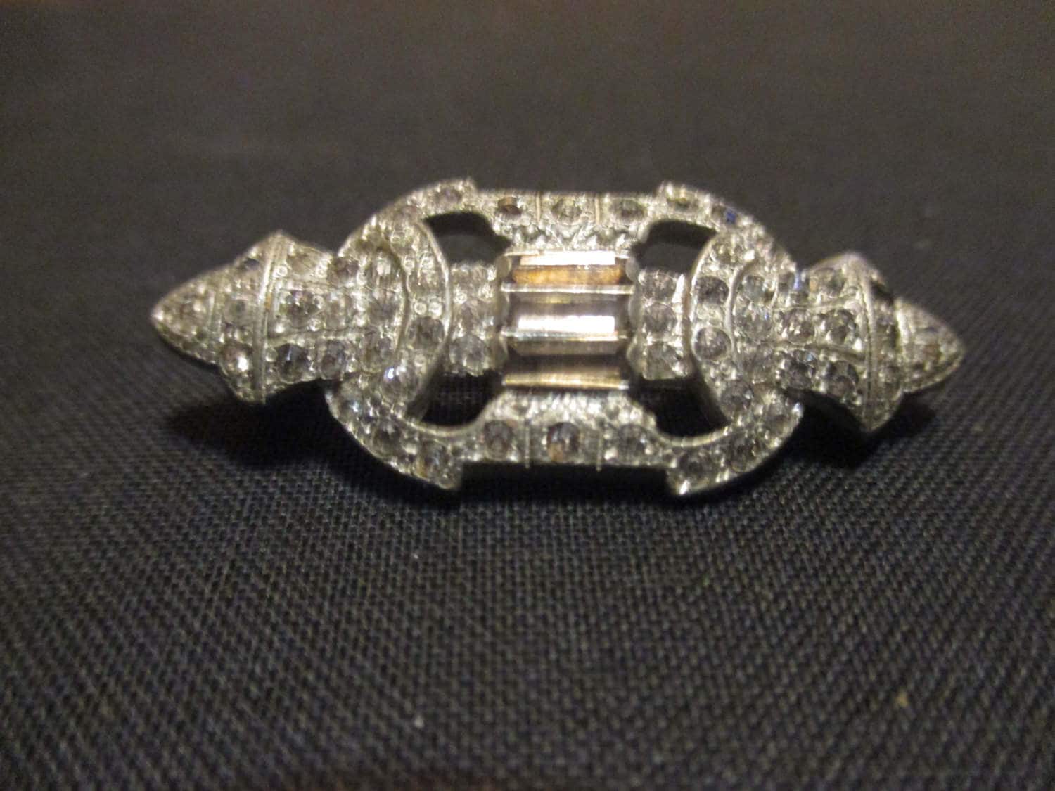 Vintage Art Deco Markasit Und Strass-Brosche Vintage Art Deco Markasit Und Strass-Brosche von NannaBellaHome