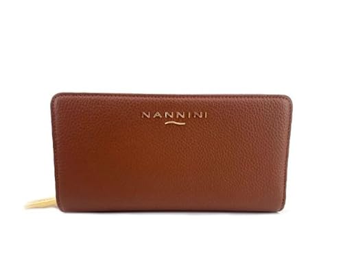 Nannini Damengeldbörse Modell Wallis aus Leder und geprägtem goldenem Logo. Innen gefüttert mit dreifachem Fach für Geldscheine und Reißverschlusstasche für Münzen, verschiedene Kartenfächer, Leder von Nannini