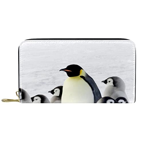 Damen-Geldbörse mit Reißverschluss, niedliches Pinguin-Motiv, Pinguin-Motiv, Reise-Geldbörse, Leder-Clutch, Kartenhalter, Organizer, Handgelenke, Geldbörsen von Nannma