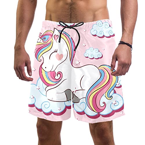 Nannma Einhorn-Badehose, Pink, für Strand, Surfen, Shorts für Herren, Größe L, mehrfarbig, M/L von Nannma