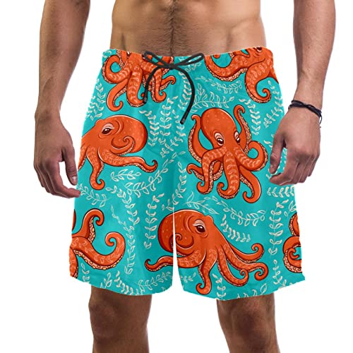 Niedliche Badehose, Oktopus, Kraken, Tintenfisch, Badehose, Badeanzug, Strand, Surfen, Shorts für Herren, Größe L, mehrfarbig, M/L von Nannma