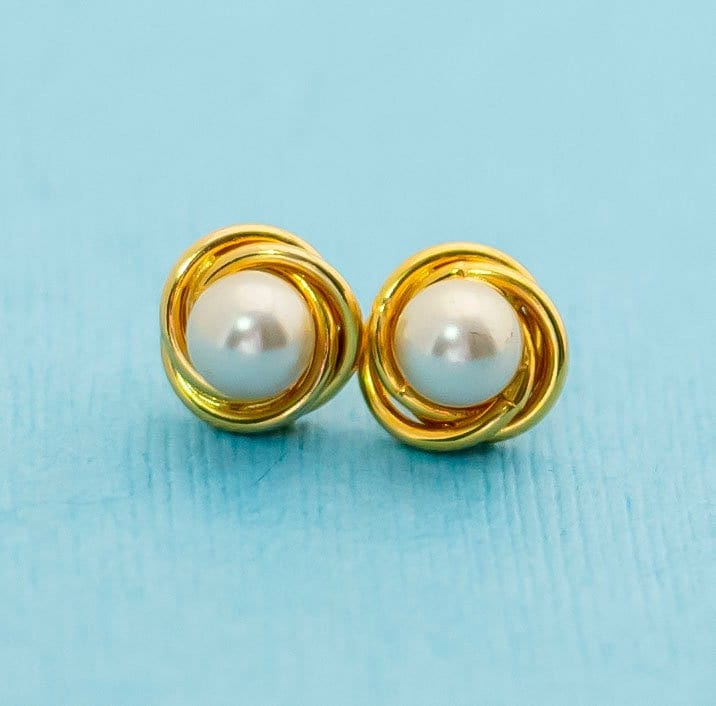 Vintage Faux Pearl Swirl Gold Ton Ohrstecker - N11 von NannyUnitedStates