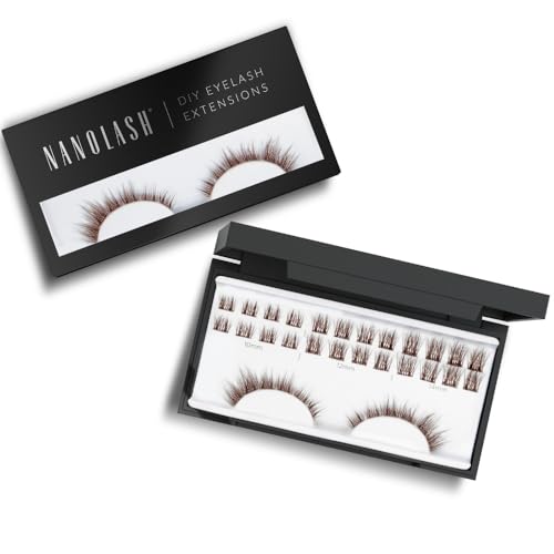 Cluster wimpern zur DIY Wimpernverlängerung zu Hause Nanolash 36 Stück - Wimpern Extension selber machen,Wimpernverlängerung DIY, DIY Falsche Wimpern (Braun, DIVINE) von Nanolash