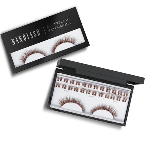 Cluster wimpern zur DIY Wimpernverlängerung zu Hause Nanolash 36 Stück - Wimpern Extension selber machen,Wimpernverlängerung DIY, DIY Falsche Wimpern (Braun, FANTASY) von Nanolash