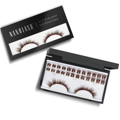 Cluster wimpern zur DIY Wimpernverlängerung zu Hause Nanolash 36 Stück - Wimpern Extension selber machen,Wimpernverlängerung DIY, DIY Falsche Wimpern (Braun, HEARTBREAKER) von Nanolash
