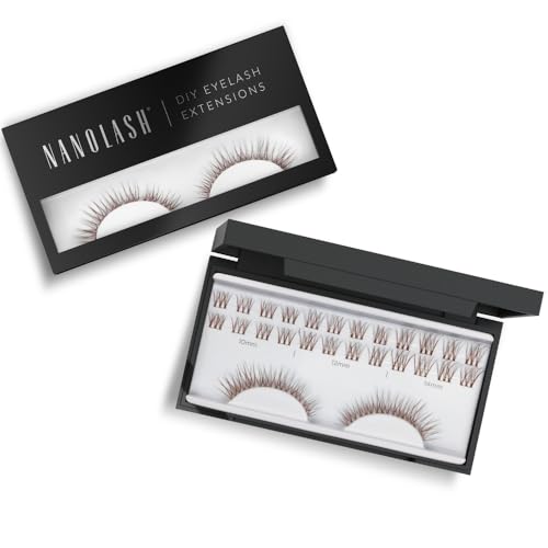 Cluster wimpern zur DIY Wimpernverlängerung zu Hause Nanolash 36 Stück - Wimpern Extension selber machen,Wimpernverlängerung DIY, DIY Falsche Wimpern (Braun, INNOCENT) von Nanolash
