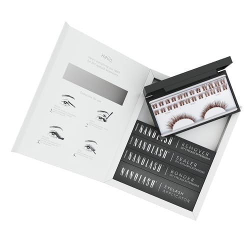 Set zur cluster wimpern zur DIY Wimpernverlängerung zu Hause Nanolash - komplettes Set zu Wimpern Extension zu House, 36 Wimpernsegmente (Braun, FANTASY) von Nanolash