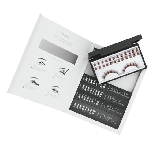 Set zur cluster wimpern zur DIY Wimpernverlängerung zu Hause Nanolash - komplettes Set zu Wimpern Extension zu House, 36 Wimpernsegmente (Braun, HARMONY) von Nanolash