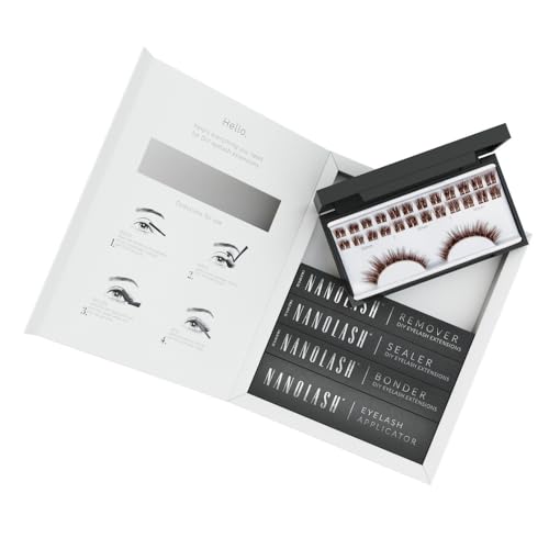 Set zur cluster wimpern zur DIY Wimpernverlängerung zu Hause Nanolash - komplettes Set zu Wimpern Extension zu House, 36 Wimpernsegmente (Braun, HEARTBREAKER) von Nanolash