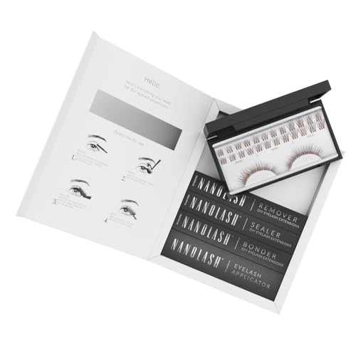 Set zur cluster wimpern zur DIY Wimpernverlängerung zu Hause Nanolash - komplettes Set zu Wimpern Extension zu House, 36 Wimpernsegmente (Braun, INNOCENT) von Nanolash