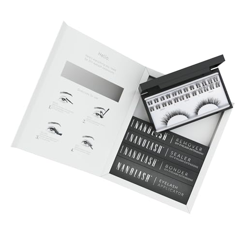 Set zur cluster wimpern zur DIY Wimpernverlängerung zu Hause Nanolash - komplettes Set zu Wimpern Extension zu House, 36 Wimpernsegmente + Bonder + Sealer + Remover + Applikator (FANTASY) von Nanolash