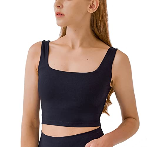 Nanomi Beauty Sport-BHs für Damen, abnehmbar, gepolstert, nahtlos, Workout, Laufen, Yoga, Tanktop, schwarz, Medium von Nanomi Beauty