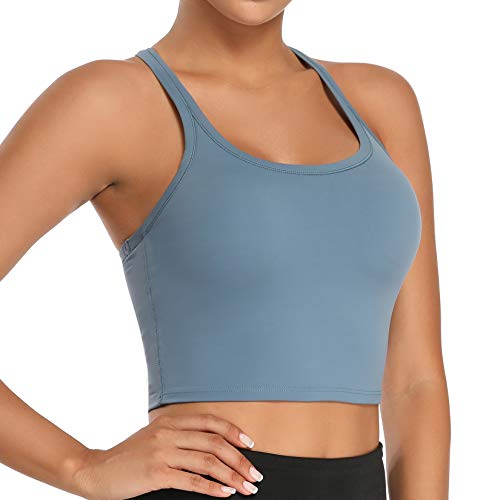 Nanomi Beauty Womens abnehmbare gepolsterte Sport-BHS Workout Running Yoga Tank Tops (Blau, Large) von Nanomi Beauty