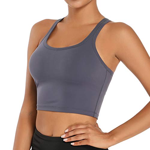 Nanomi Beauty Womens abnehmbare gepolsterte Sport-BHS Workout Running Yoga Tank Tops (Fliedergrau, Large) von Nanomi Beauty