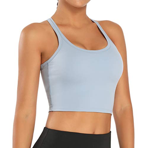 Nanomi Beauty Womens abnehmbare gepolsterte Sport-BHS Workout Running Yoga Tank Tops (Hellblau, Small) von Nanomi Beauty