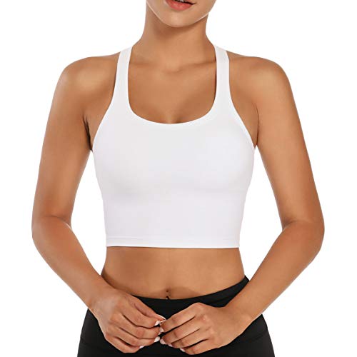 Nanomi Beauty Womens abnehmbare gepolsterte Sport-BHS Workout Running Yoga Tank Tops (Weiß, Medium) von Nanomi Beauty