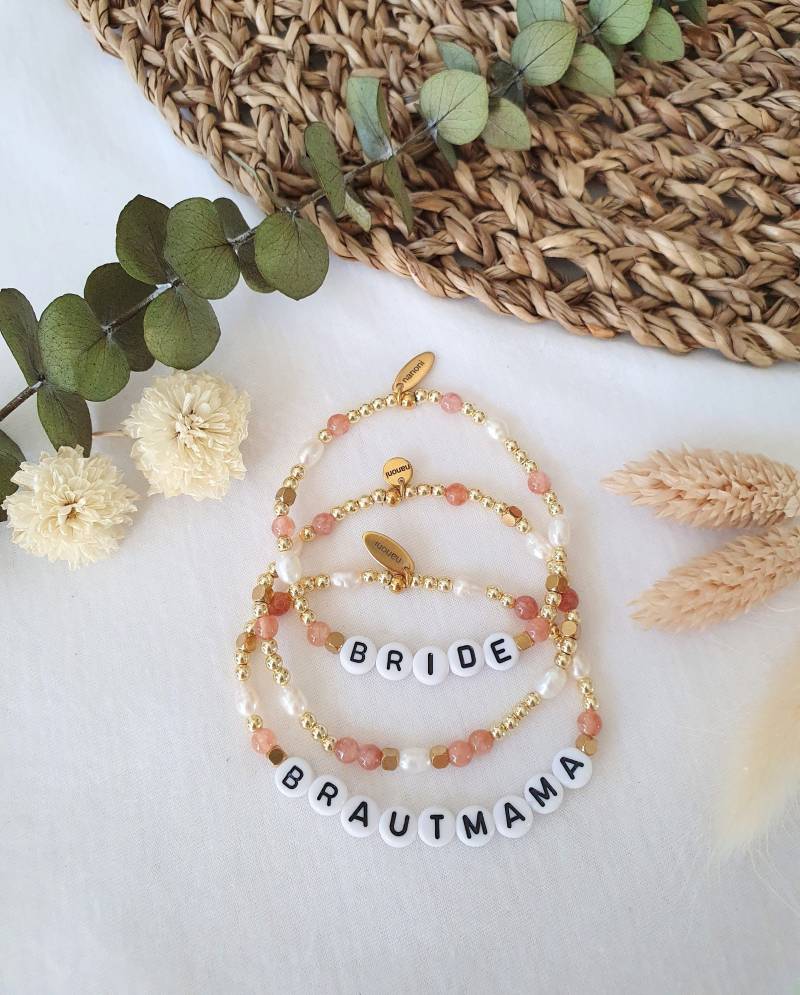 Armband Braut Hochzeit, Brautmama, Geschenk Trauzeugin, Personalisiertes Armband, Personalisiertes Geschenk, Gold, Wedding von NanoniIndividuell