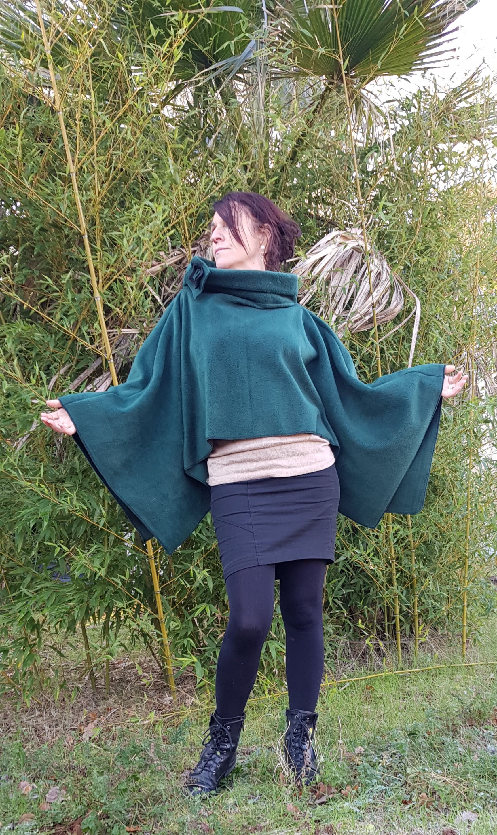 Cape Polar Rock, Rock-Polar, Polar-Tannengrün-Poncho, Grünen Fleece, Mit Spindel, Heiße Kap Cape Polar Rock, Rock-Polar, Polar-Tannengrün-Poncho, Grünen Fleece, Mit Spindel, Heiße Kap von NanouFromTheCourt