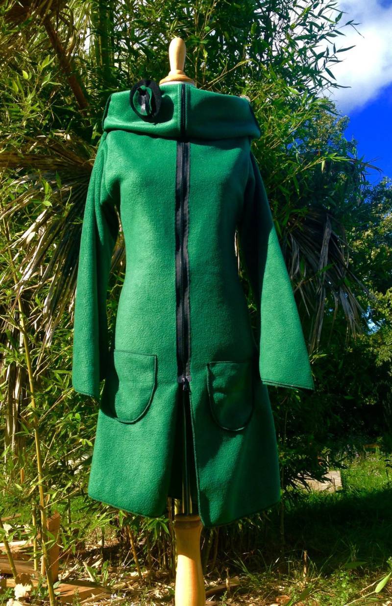 Mantel/Jacke Mit Reißverschluss Tasche Grün Doppel-Zip-Flasche Schwarz "Alles Auf Dem Kopf" + Pin Mantel/Jacke Mit Reißverschluss Tasche Grün Doppel-Zip-Flasche Schwarz "Alles Auf Dem Kopf" + Pin von NanouFromTheCourt
