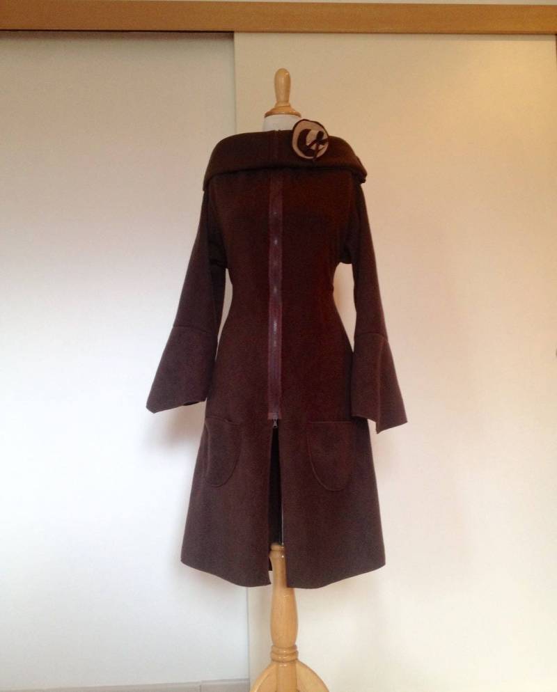 Mantel/Jacke Zip Pocket Vlies Braun "Sehr Auf Den Kopf" + Pin von NanouFromTheCourt