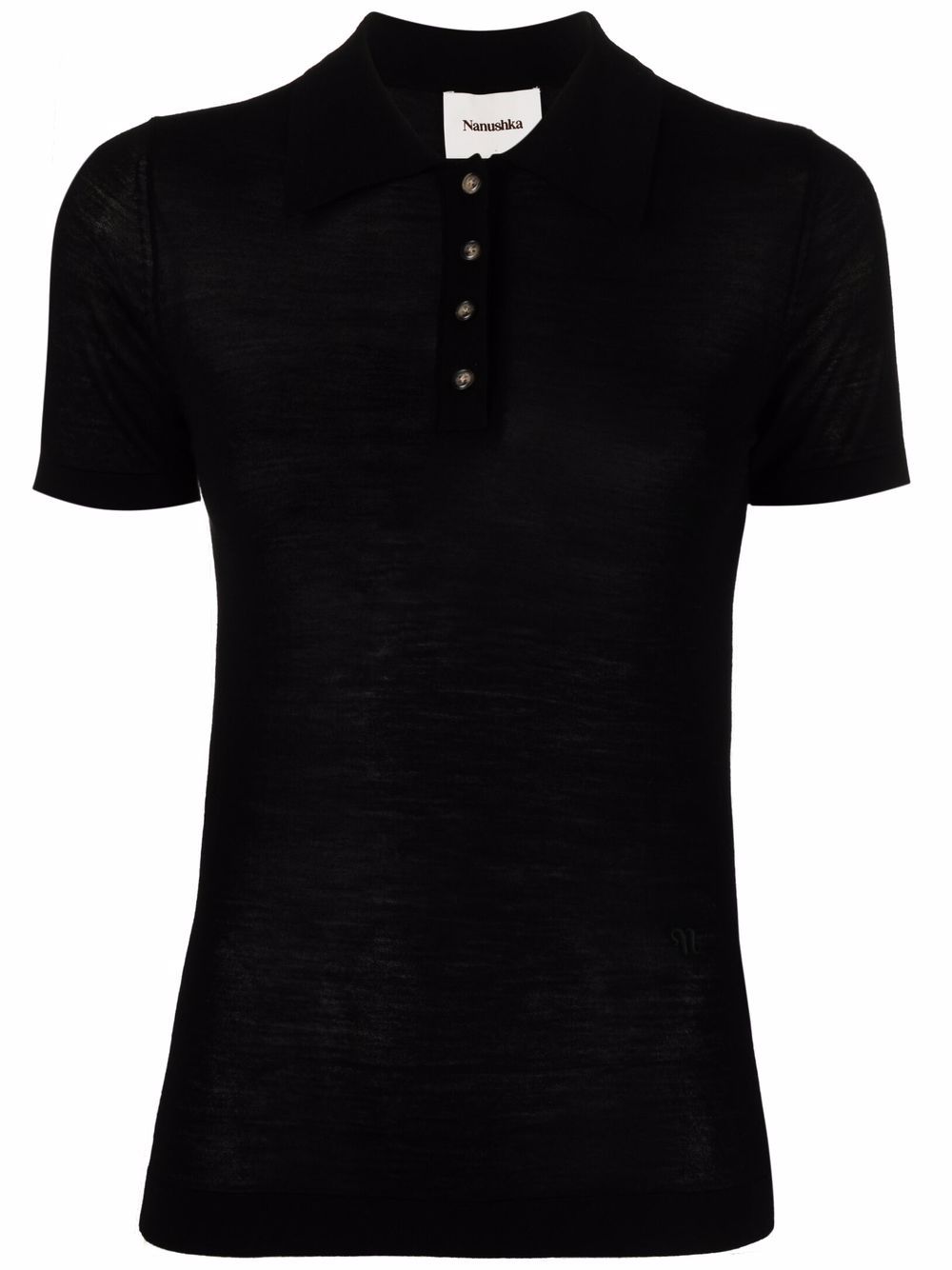 Nanushka Semi-transparentes Poloshirt aus Strick - Schwarz von Nanushka