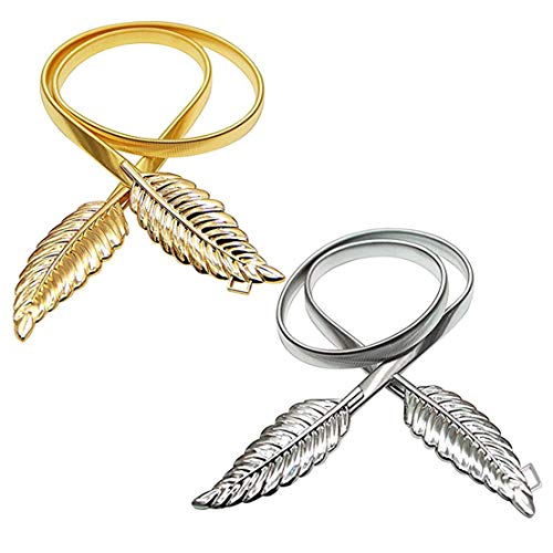 Nanxin 2 Stück Damen Stretchgürtel Blätter Stretch Gürtel Taillengürtel Hüftgurt Elastischer Gürte von Nanxin