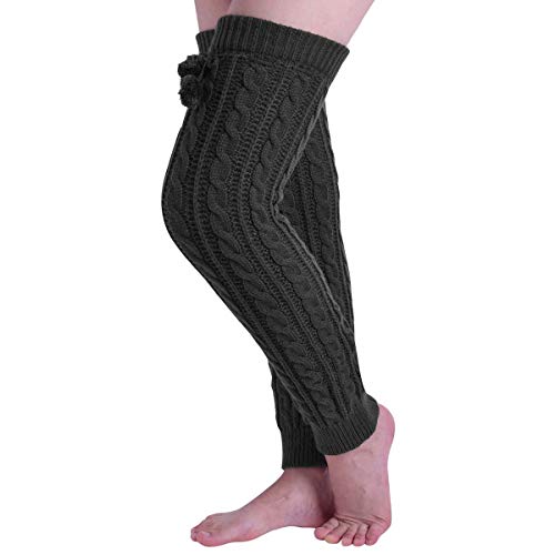 Nanxson Damen Gestrickt Beinwärmer Winter Warm Beinstulpen Strick Overknees Stulpen (Dunkel Grau) von Nanxson