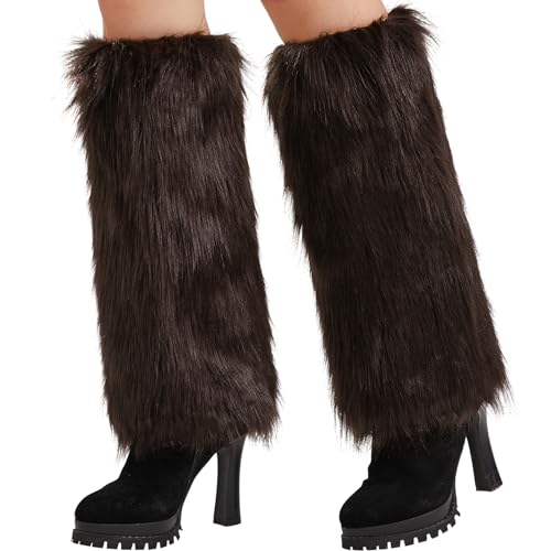 Nanxson Damen Stulpen Lange Furry Fuzzy Beinwärmer Strümpfe Winter Warm Beinlinge Stulpe TTW0034 (Koffee von Nanxson