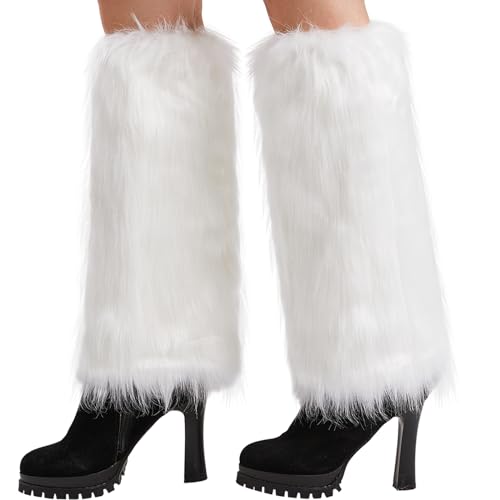 Nanxson Damen Stulpen Lange Furry Fuzzy Beinwärmer Strümpfe Winter Warm Beinlinge Stulpe TTW0034 (Weiß von Nanxson