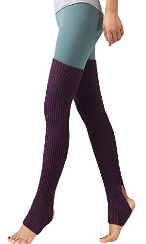 Nanxson Damen Beinwärmer Winter Gerippt Gestrickt Beinstulpen Strumpf für 80er Jahre Party Dance Sport Yoga TTW0072 (dunkel lila) von Nanxson