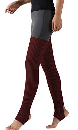 Nanxson Damen Beinwärmer Winter Gerippt Gestrickt Beinstulpen Strumpf für 80er Jahre Party Dance Sport Yoga TTW0072 (dunkel rot) von Nanxson